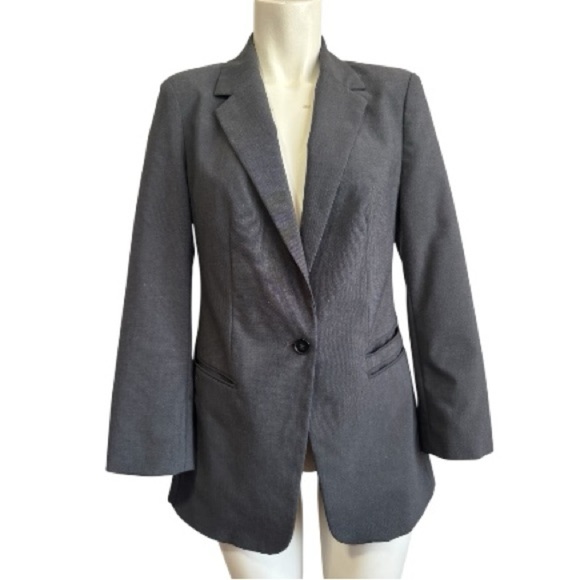 AEO 2010 Classic Gray Hopsack Weave Casual Blazer Contrast Lining Women's Small - Picture 5 of 15